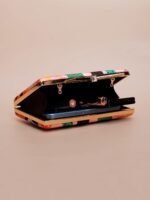 Buy Luxury Designer Art Printed Clutch (7.5×4.5 in) with satin digital print, bow lock & sling chain. Perfect for weddings, parties & gifting| My Fashion - Image 3