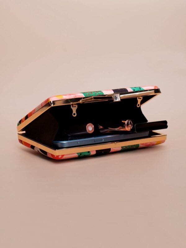 women designer clutches17 Buy Luxury Designer Art Printed Clutch (7.5×4.5 in) with satin digital print, bow lock & sling chain. Perfect for weddings, parties & gifting| My Fashion - Image 3