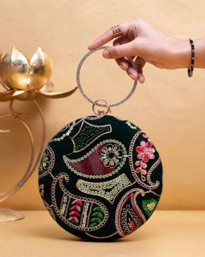 Designer Round Ethnic Clutch