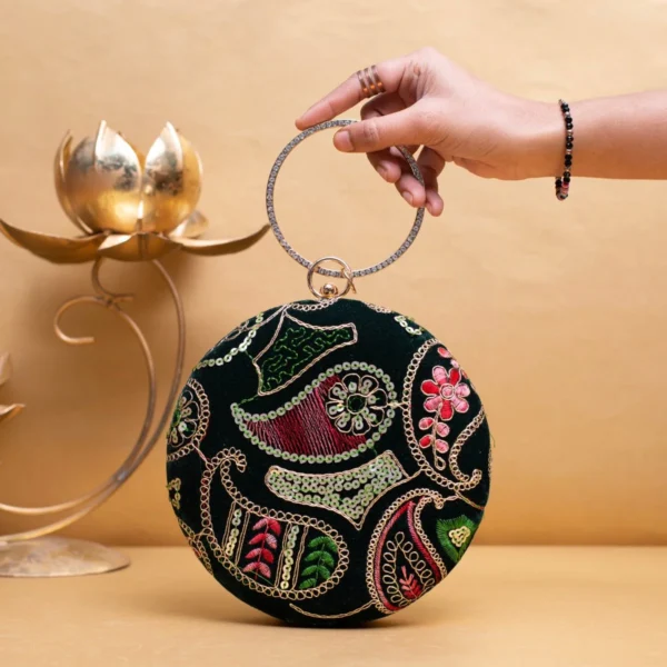 women designer clutches19 Designer Round Ethnic Clutch