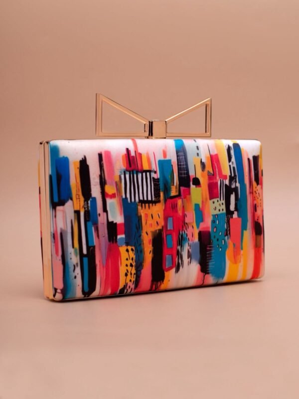 women designer clutches21 Buy Luxury Designer Art Printed Clutch (7.5×4.5 in) with satin digital print, bow lock & sling chain. Perfect for weddings, parties & gifting| My Fashion - Image 2