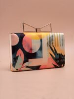 Buy Luxury Designer Art Printed Clutch (7.5×4.5 in) with satin digital print, bow lock & sling chain. Perfect for weddings, parties & gifting| My Fashion - Image 2