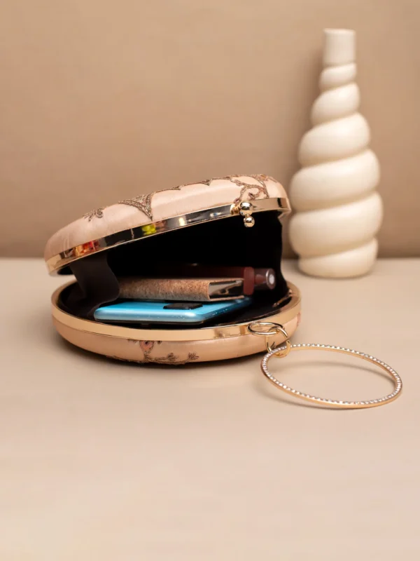 women designer clutches27 ✨ Luxury Designer Round Ethnic Clutch – Big Size Wedding & Party Handbag | My Fashion - Image 3