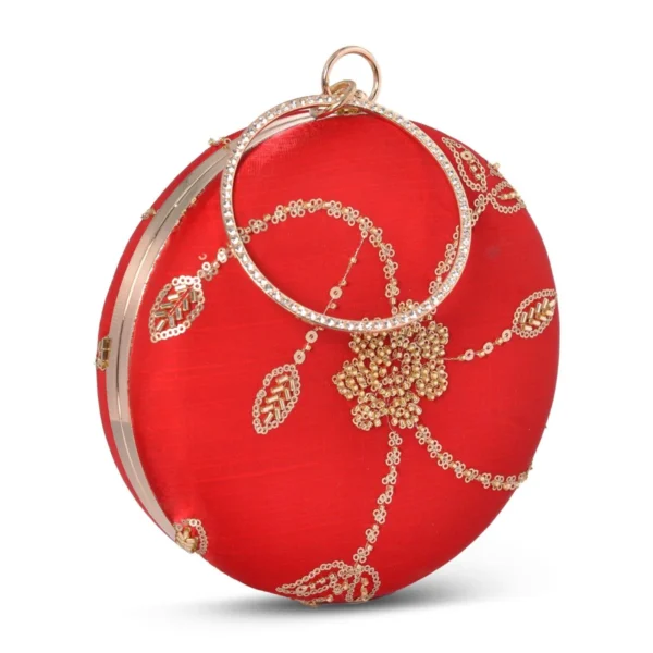 women designer clutches3 ✨ Luxury Designer Round Ethnic Clutch – Big Size Wedding & Party Handbag | My Fashion - Image 2