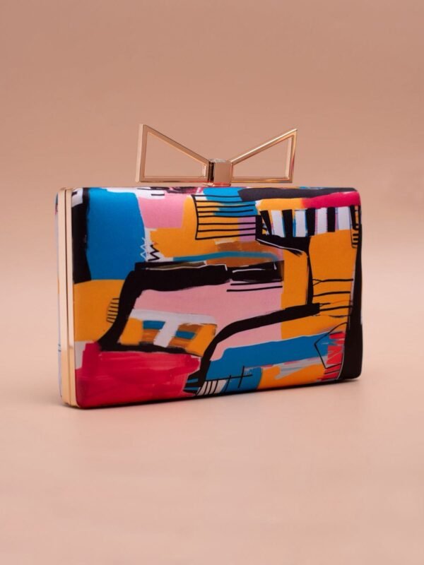 women designer clutches34 Buy Luxury Designer Art Printed Clutch (7.5×4.5 in) with satin digital print, bow lock & sling chain. Perfect for weddings, parties & gifting| My Fashion - Image 2