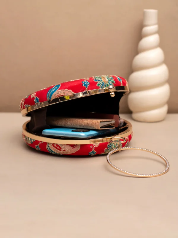 women designer clutches35 ✨ Luxury Designer Round Ethnic Clutch – Big Size Wedding & Party Handbag | My Fashion - Image 3