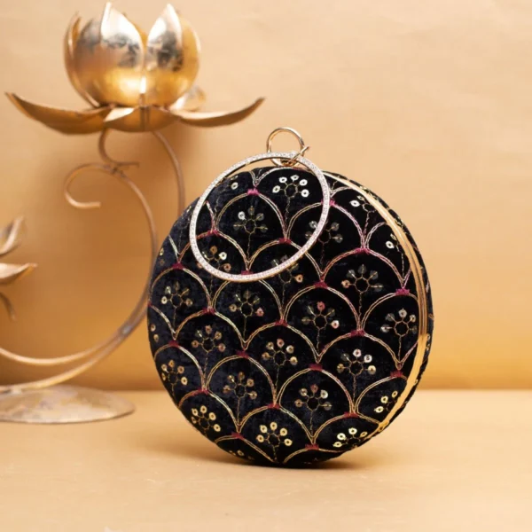 women designer clutches35 ✨ Luxury Designer Round Ethnic Clutch – Big Size Wedding & Party Handbag | My Fashion - Image 2