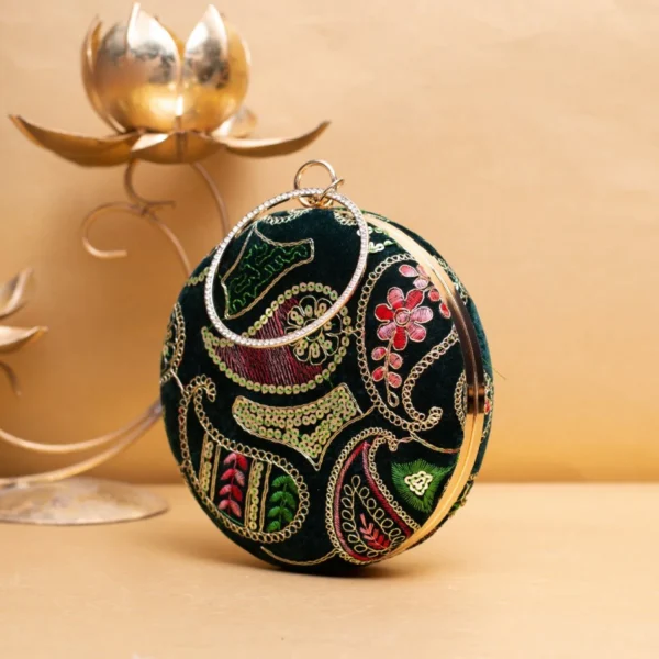 women designer clutches37 ✨ Luxury Designer Round Ethnic Clutch – Big Size Wedding & Party Handbag | My Fashion - Image 2