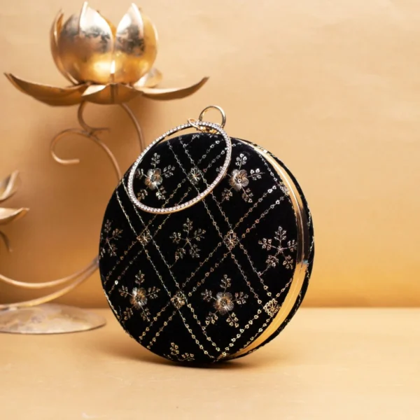 women designer clutches41 ✨ Luxury Designer Round Ethnic Clutch – Big Size Wedding & Party Handbag | My Fashion - Image 2