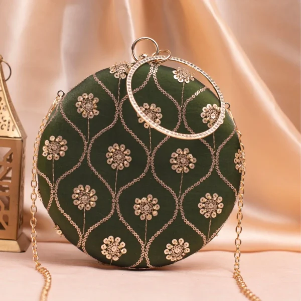 women designer clutches5 Designer Round Ethnic Clutch