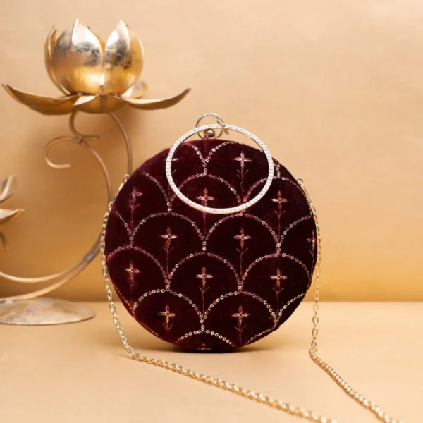 women designer clutches6 ✨ Luxury Designer Round Ethnic Clutch – Big Size Wedding & Party Handbag | My Fashion - Image 2