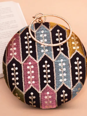 Designer Round Ethnic Clutch