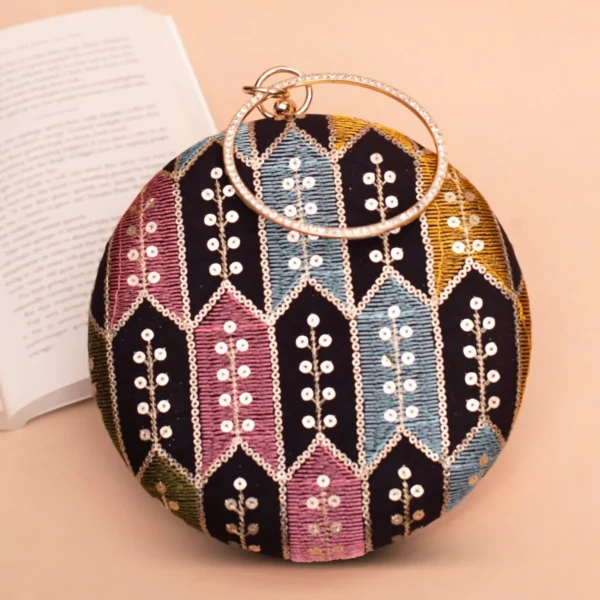 women designer clutches82 Designer Round Ethnic Clutch