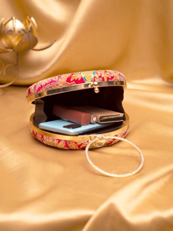 women designer clutches82 ✨ Luxury Designer Round Ethnic Clutch – Big Size Wedding & Party Handbag | My Fashion - Image 3