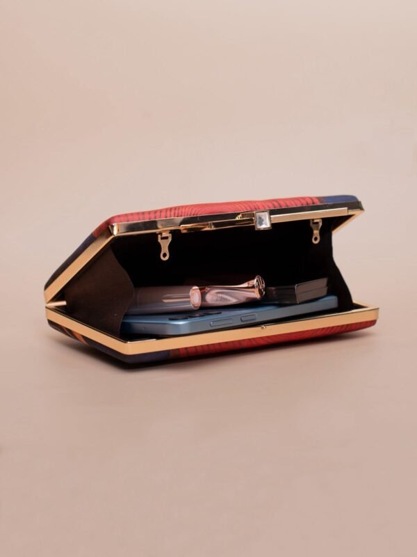 women designer clutches9 Buy Luxury Designer Art Printed Clutch (7.5×4.5 in) with satin digital print, bow lock & sling chain. Perfect for weddings, parties & gifting| My Fashion - Image 3