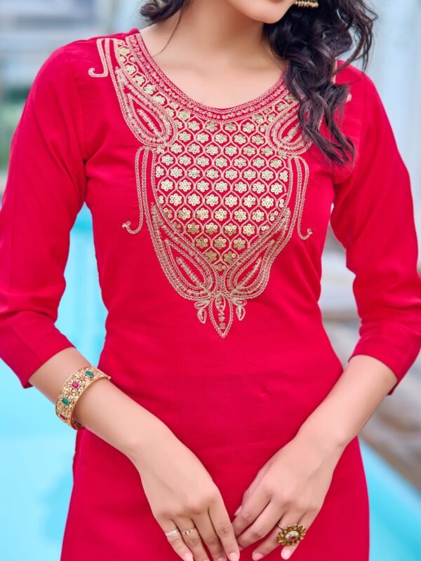 legant Chanderi Kurti Set with Embroidered Dupatta | Festive Ethnic Wear by My Fashion - Image 5