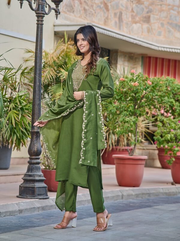 Chanderi Kurti Set5 legant Chanderi Kurti Set with Embroidered Dupatta | Festive Ethnic Wear by My Fashion - Image 14