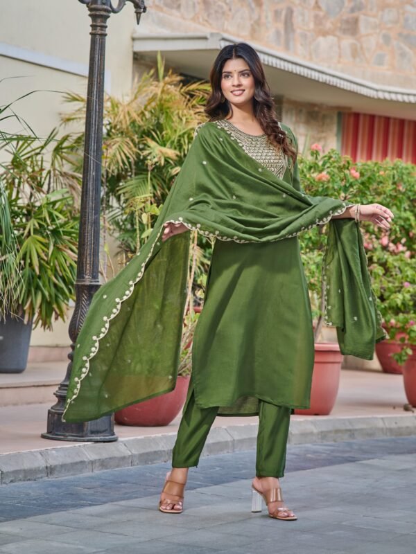 legant Chanderi Kurti Set with Embroidered Dupatta | Festive Ethnic Wear by My Fashion - Image 13