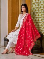 Women’s Embroidered Jaquard Kurti Set With Pant & Dupatta| Festive Ethnic Wear | My Fashion - Image 7