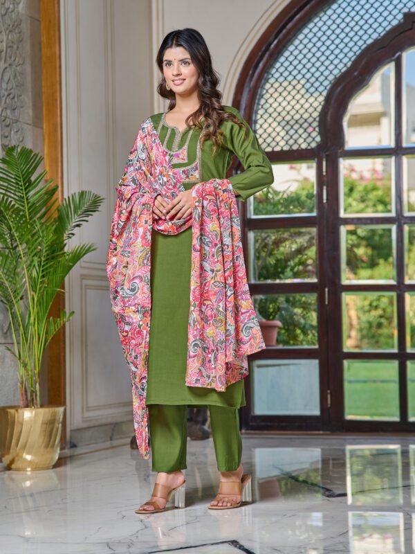 legant Chanderi Kurti Set with Embroidered Dupatta | Festive Ethnic Wear by My Fashion - Image 9