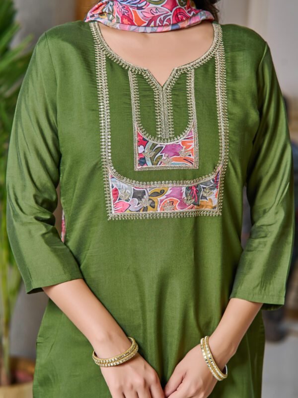 legant Chanderi Kurti Set with Embroidered Dupatta | Festive Ethnic Wear by My Fashion - Image 7