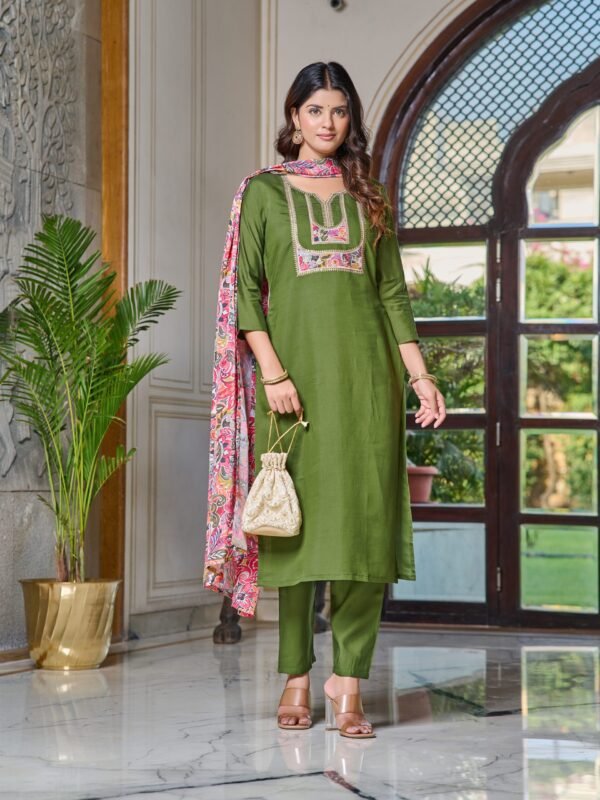 legant Chanderi Kurti Set with Embroidered Dupatta | Festive Ethnic Wear by My Fashion - Image 6