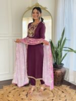 Elegant Elegant Viscose Rayon Embroidered Kurti Set | Kurti with Pant & Dupatta by My Fashion - Image 11