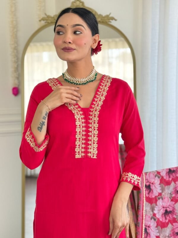 Elegant Women’s Viscose Slub Embroidered Kurti Set | My Fashion - Image 23