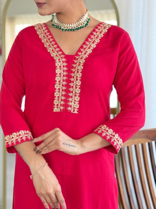 Elegant Women’s Viscose Slub Embroidered Kurti Set | My Fashion - Image 21