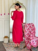 Elegant Women’s Viscose Slub Embroidered Kurti Set | My Fashion - Image 19