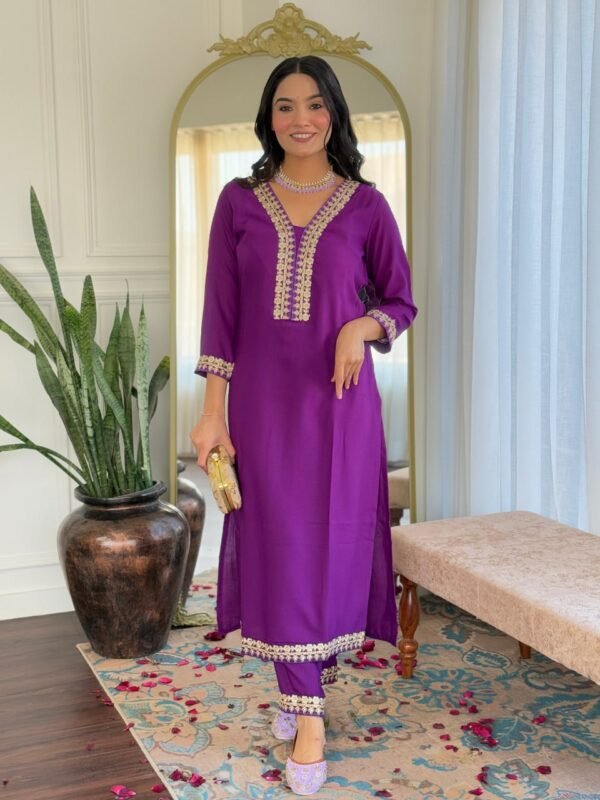 Elegant Women’s Viscose Slub Embroidered Kurti Set | My Fashion - Image 13