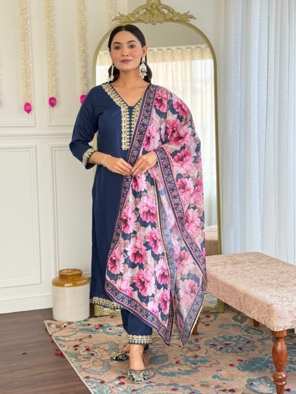 Elegant Women’s Viscose Slub Embroidered Kurti Set | My Fashion - Image 7