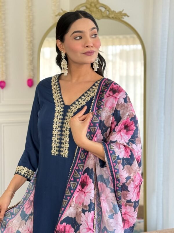 Elegant Women’s Viscose Slub Embroidered Kurti Set | My Fashion - Image 2