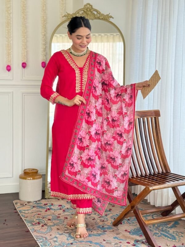 Elegant Women’s Viscose Slub Embroidered Kurti Set | My Fashion - Image 25