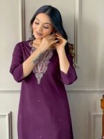 Elegant Viscose Silk Embroidered Kurti Set | Kurta with Pant & Silk Printed Dupatta by My Fashion - Image 6