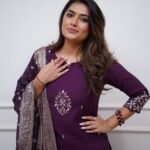 Wine Chanderi Embroidered Kurti Set