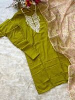 Elegant Women’s Liril & Petrol Slub Magic Embroidered Kurti Set with Pant & Dupatta by My Fashion - Image 10