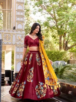 Tussar Silk Lehenga Choli for Women – Printed Foil Work My Fashion 19.jpg