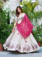 Off White Tissue Silk Festival Lehenga Choli1