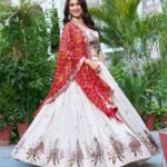 Off White Tissue Silk Festival Lehenga Choli4