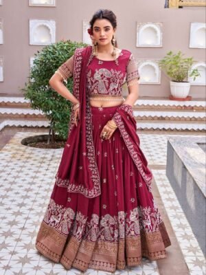 Vichitra Silk Embroidered Lehenga Choli31