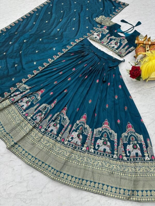 Vichitra Silk Embroidered Lehenga Choli40