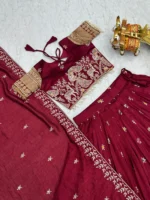 Vichitra Silk Embroidered Lehenga Choli6