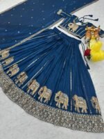 Elephant Embroidery Pure Vichitra Silk Lehenga Choli 10
