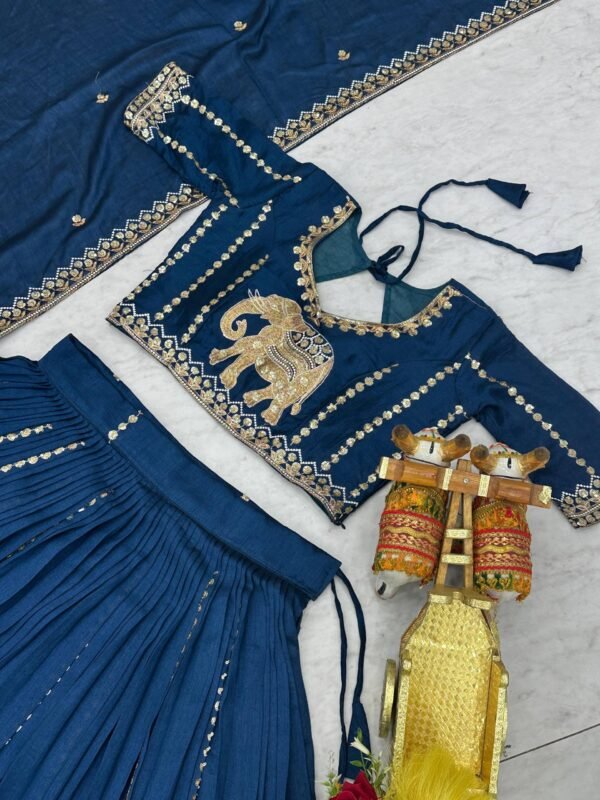 Elephant Embroidery Pure Vichitra Silk Lehenga Choli 11