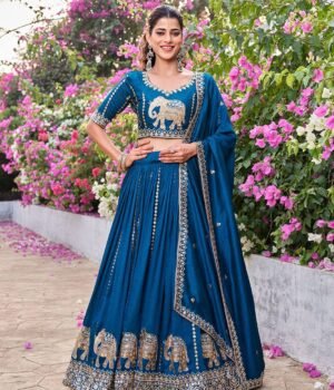 Elephant Embroidery Pure Vichitra Silk Lehenga Choli 5