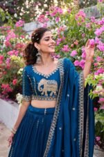 Elephant Embroidery Pure Vichitra Silk Lehenga Choli 7