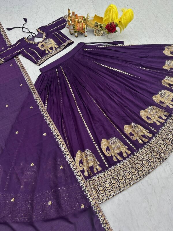 Elephant Embroidery Pure Vichitra Silk Lehenga Choli 8