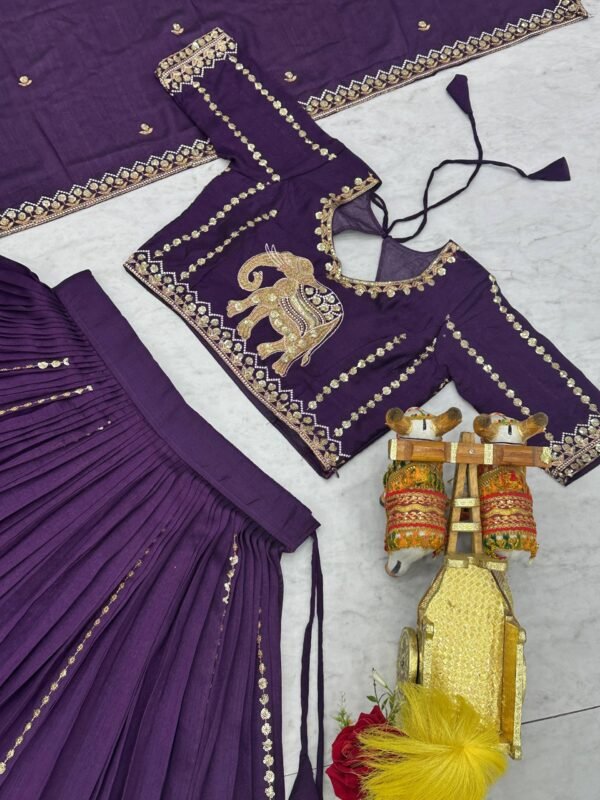 Elephant Embroidery Pure Vichitra Silk Lehenga Choli 9