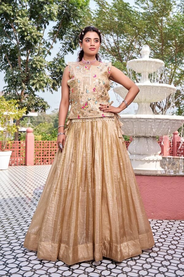 Gold Crush Wedding Lehenga Choli 10